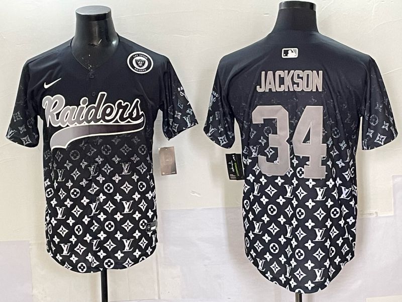 Men 2025 Oakland Raiders #34 Jackson black Nike Limited NFL Jersey style 038